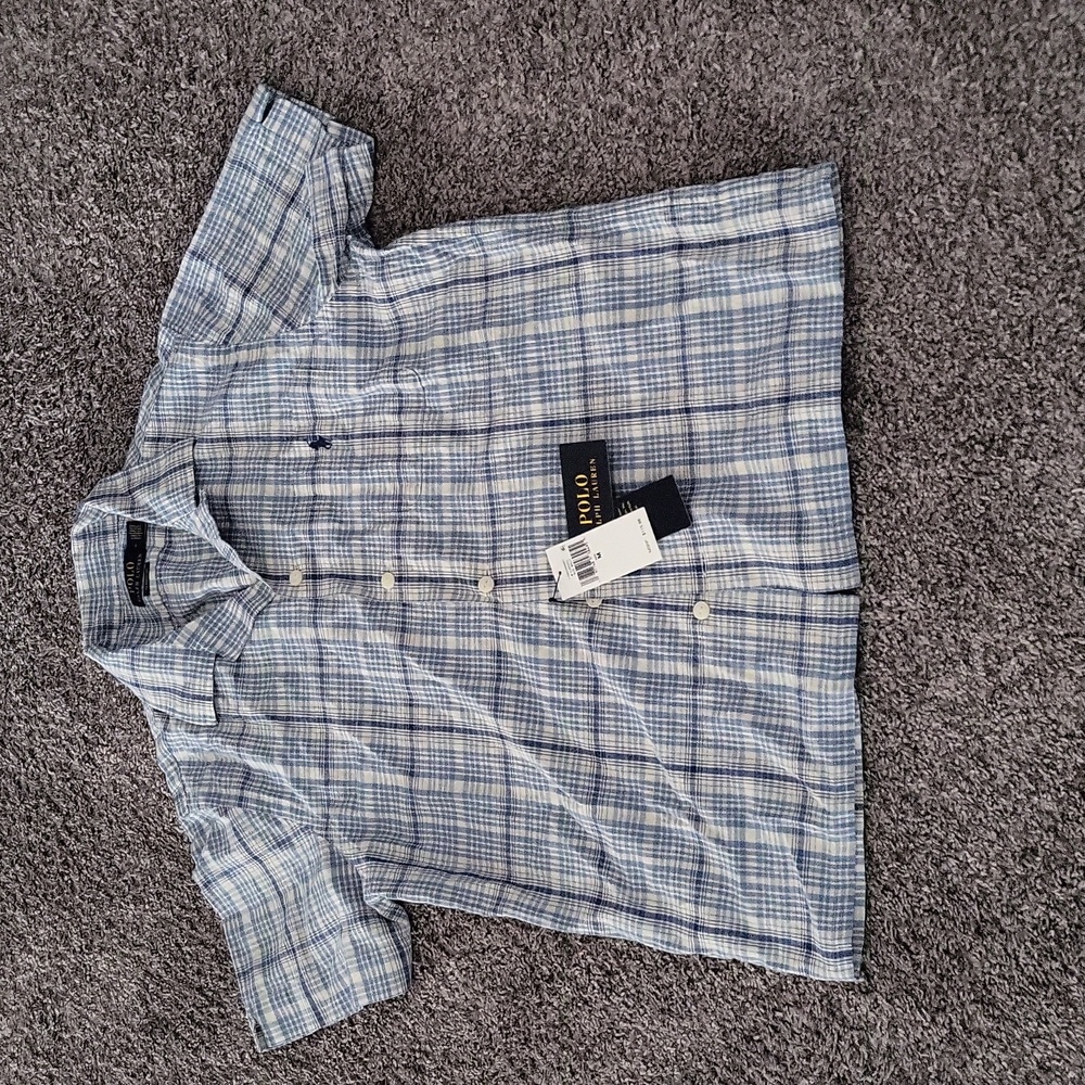 MENS POLO BUTTON DOWN PLAID SHIRT